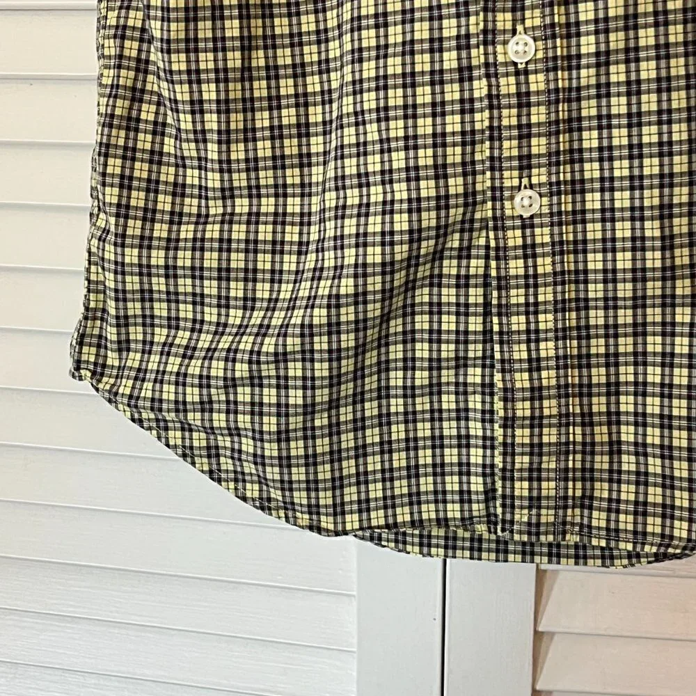 Ralph Lauren buttondown short sleeve yellow plaid small 8/10 boys